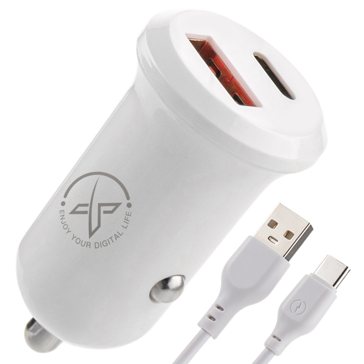 АЗУ CC69, 30Вт, Type-C/USB, поддержка PD, + кабель Type-C, белое (-)