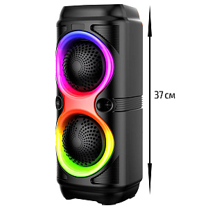 Колонка ABS-2401, Bluetooth, 37см, дин.2шт/4", 10Вт, подсветка, черная