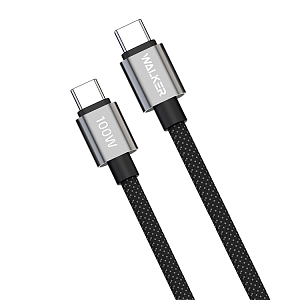 Кабель USB "WALKER" C985, (1.5 м), 100W, Type-C-Type-C, поддержка PD, нейлон, черный