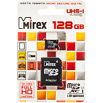 Карта MicroSD 128 Gb "MIREX" Class 10, с адаптером, UHS-1