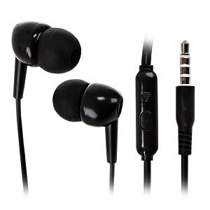 Наушники EP37, микрофон, кнопка ответа, черные (-)