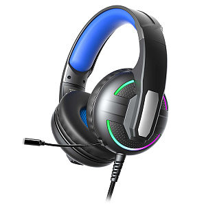 Наушники GE-09, микрофон, подсветка, игровые, полноразмерные, черные (-)