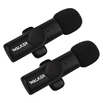 Беспроводной микрофон WALKER WRM-53, петличный, Type-C/для Lightning, черный