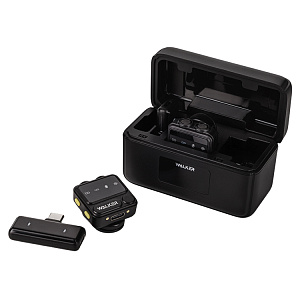 Беспроводной микрофон WALKER WRM-70, петличный, в кейсе, Type-C/Lightning, черный