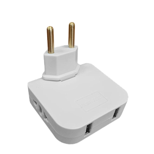 Тройник WALKER WH-04 в розетку, 2хEU-разъем, 2хUSB (1А), поворотный, плоский, 3 шт, белый