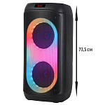 Колонка NDR-0810, Bluetooth, 76см, дин.2шт/8", 60Вт, пульт, 2 беспр. микрофона, подсветка, черная