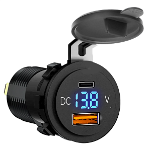 АЗУ AMFOX CCH-07, 38Вт, врезное, USB/Type-C, поддержка QC/PD, черное