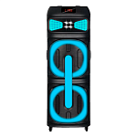 Колонка NDR-2250, Bluetooth, 112 см, дин.2шт/12",100Вт, ,пульт,2беспр.микрофона, подсветка, черная