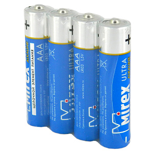 Батарейка MIREX алкалиновая LR03-S4 (ААА, 4/60/1000), упак