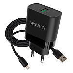 CЗУ WALKER 2в1 WH-35, 3А, 15Вт, USB, поддержка QC, + кабель Lightning, черное