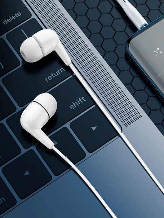 Наушники WALKER H305, микрофон, кнопка ответа, белые