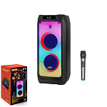 Колонка NDR-1608, Bluetooth, 72см, дин.2шт/8", 40Вт, пульт, беспр.микрофон, подсветка, черная