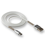 Кабель USB "WALKER" C720, 2.4А, Type-C, поддержка QC, с пружиной, белый