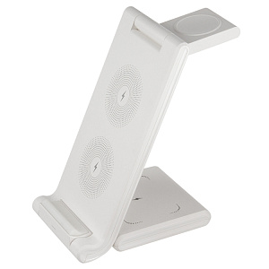 Беспроводное ЗУ WALKER WH-53, 18Вт, быстрый заряд Qi, 3в1, белое