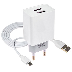 СЗУ L065, 12Вт, 2.4A, USBx2, + кабель Micro, (мят упак)