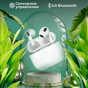 Наушники AMFOX A80, датчик положения в ухе, вкладыши, белые