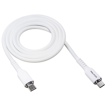 Кабель USB "WALKER" C795, 60W, Type-C-Type-C, поддержка PD, мягкий силикон, белый
