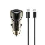 АЗУ CC60, 60Вт, USB/Type-C, поддержка QC+PD, + кабель Type-C, черное (-)