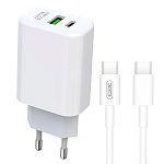 СЗУ L085A, 20Вт, USB/Type-C, поддержка QC+PD, + кабель Type-C/Type-C, белое (-)
