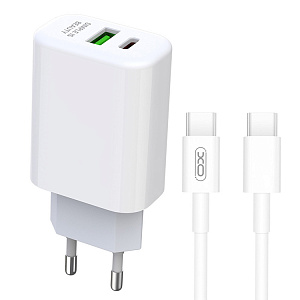 СЗУ L085A, 20Вт, USB/Type-C, поддержка QC+PD, + кабель Type-C/Type-C, белое (-)