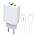 СЗУ L085A, 20Вт, USB/Type-C, поддержка QC+PD, + кабель Type-C/Type-C, белое (-)