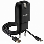 СЗУ WALKER  WH-21, 2в1, 2.1А, 10,5Вт, USB, + кабель Type-C, черное