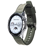 Смарт-часы Watch 4, диаг 1.43', IP68, звонки, уведомления, серебряные, зеленый ремешок (-)
