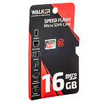 Карта памяти MicroSDHC  16 Гб WALKER, Класс 10, 75-20 Мб/с, UHS-1