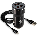 АЗУ CC48, 12Вт, 2.4A, USBx2, + кабель Lightning, черное