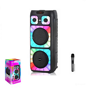 Колонка NDR-088, Bluetooth, 62см, дин.2шт/8", 40Вт, пульт, беспр. микрофон, подсветка, (мятая упак)