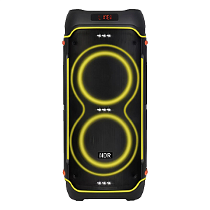 Колонка NDR-1808, Bluetooth,74,5см, дин. 2шт/8",100Вт, пульт,2беспр.микрофона, подсветка, черная