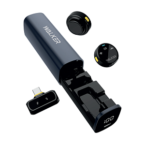 Беспроводной микрофон WALKER WRM-65, петличный, в кейсе, Type-C/для Lightning, серый