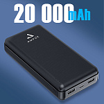 Power Bank AMFOX APB-520, 20000 mAh, Li-Pol, 2,4A, черный