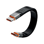 Кабель USB WALKER  C077, Type-C-Type-C, 240W, 13 см, 40Гб/с, для Thunderbolt 4, PD, плоский, черный