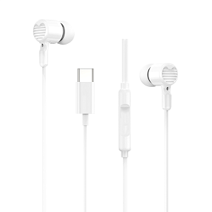 Наушники EP81, микрофон, кнопка ответа, разъем Type-C, белые (-)