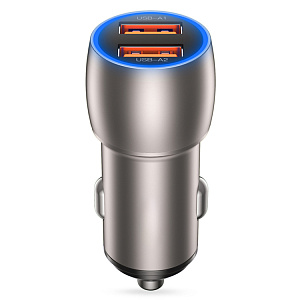 АЗУ CC52, 36Вт, USBx2, поддержка QC, серое (-)