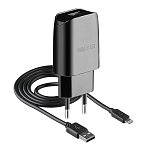 СЗУ WALKER  WH-21, 2в1, 2.1А, 10,5Вт, USB + кабель для Lightning, черное