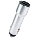 АЗУ WALKER  WCR-22, 2.4А, 12Вт, USBx2, длинный корпус, серебряное