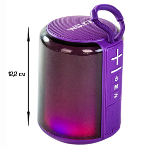 Колонка WALKER WSP-125, Bluetooth, 5Вт*1, стереопара TWS, подсветка, фиолетовая