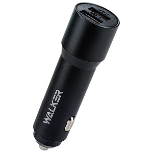 АЗУ WALKER  WCR-22, 2.4А, 12Вт, USBx2, длинный корпус, черное