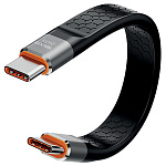 Кабель USB WALKER  C077, Type-C-Type-C, 240W, 13 см, 40Гб/с, для Thunderbolt 4, PD, плоский, черный