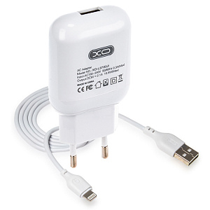 СЗУ L037, 10,5Вт, 2.1A, USB, + кабель Lightning, белое (-)