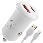 АЗУ CC69, 30Вт, Type-C/USB, поддержка PD, + кабель Type-C, белое (-)
