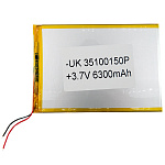 АКБ универсальная с проводками, 3,5x100x140 мм (8000 mAh)