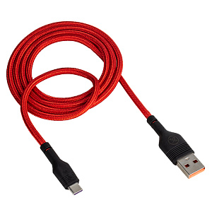 Кабель USB NB-055, 5А, Type-C, поддержка QC, нейлон, красный