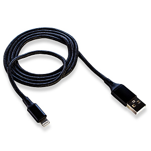 Кабель USB NB-143, 2.4А, Lightning, нейлон, черный