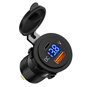 АЗУ WALKER  WCR-07, 38Вт, врезное, USB/Type-C, поддержка QC/PD, черное