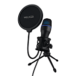 Микрофон для компьютера WALKER WCM-25, игровой, USB, подсветка, черный