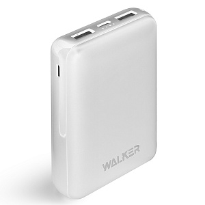 Power Bank Walker WB-310, 10000 mAh, Li-Pol, 2.1A, белый