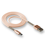 Кабель USB "WALKER" C720, 2.4А, Micro USB, поддержка QC, с пружиной, золотой